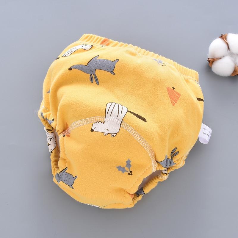 Baby Training Pants Cloth Diaper yellow with gray animal print Stevvex 6-layer gauze cover on Tampa Home & Garden Store