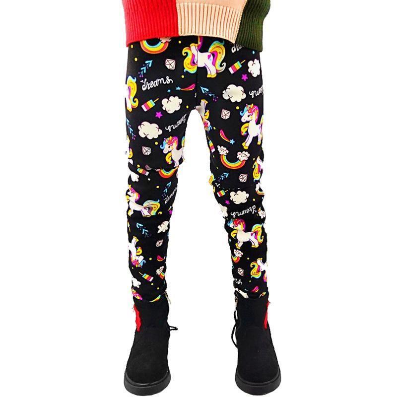 Stevvex baby girls leggings thick warm black pants with colorful unicorn rainbow cloud print on Tampa Home & Garden Store