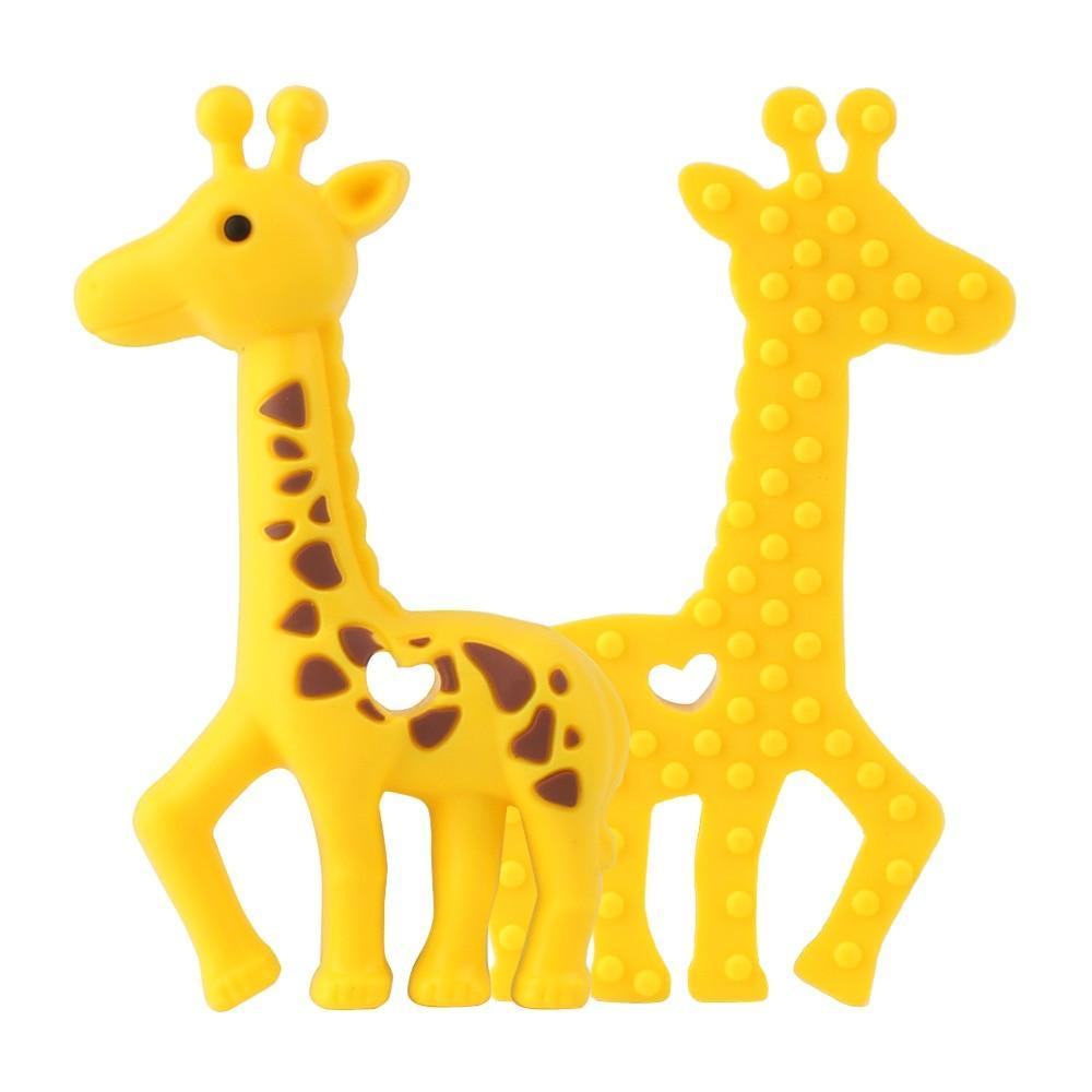 Silicone teether giraffe set yellow two-piece baby teething toy Stevvex on Tampa Home & Garden Store