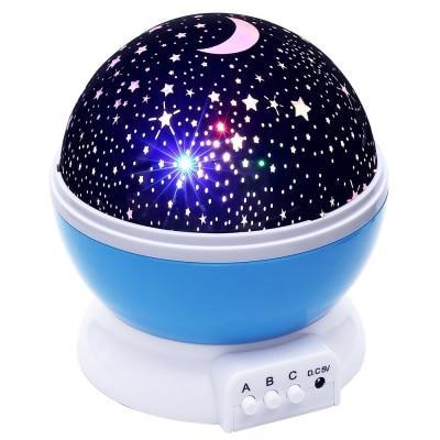 LED starry night projector lamp with blue base and starry dome featuring moon, Stevvex on Tampa Home & Garden Store