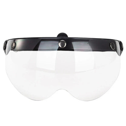Universal 3-Snap Visor for Open-Face Helmet, clear shield, black frame, by BikerZoneZ on Tampa Home & Garden Store