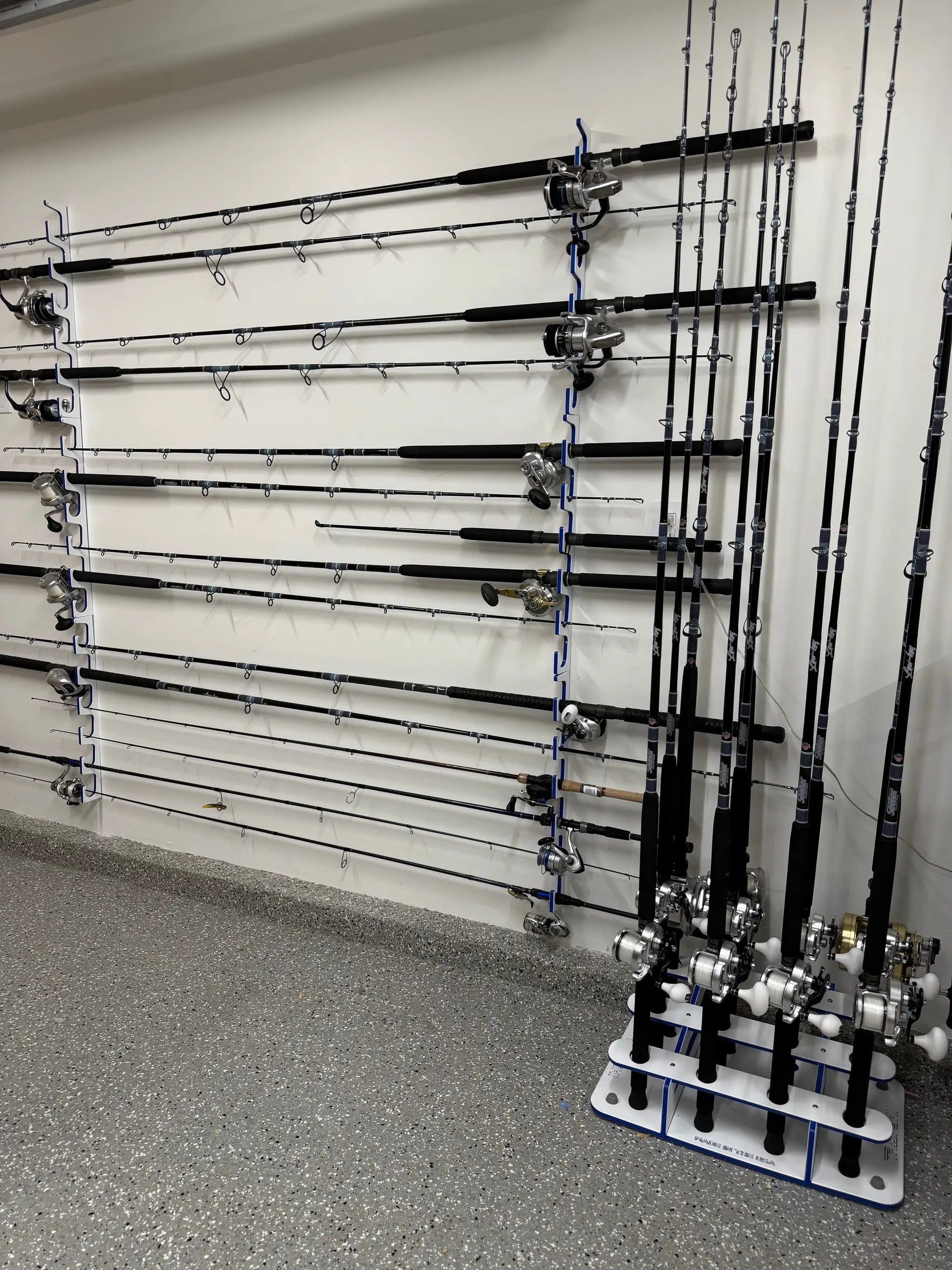 dock fishing pole storage Marlin Rod Stand Reel Salty Saltwater Waterproof 4 Fishing Rod Rack Fishing Rod Caddy - 2.0
