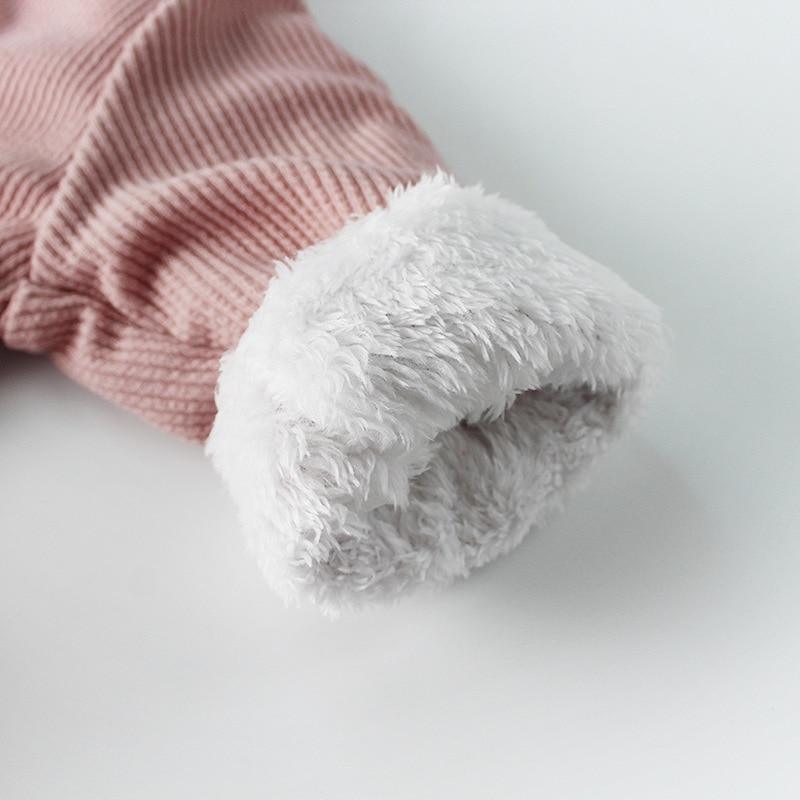 Stevvex baby romper pink knit with white fluffy faux fur cuff on Tampa Home & Garden Store