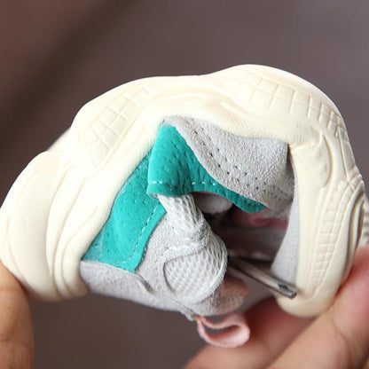 Stevvex Baby Toddler Shoes patchwork teal/grey, lace-up, soft bottom on Tampa Home & Garden Store