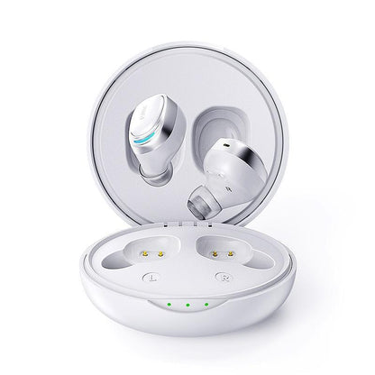Stevvex luxury wireless in-ear earbuds pair in white with charging case, touch control on Tampa Home & Garden Store