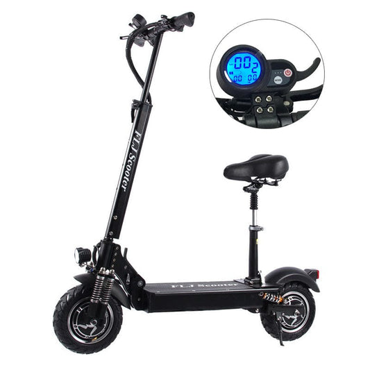 FLJ 2400W dual-motor folding electric scooter black 52V with blue LCD display on Tampa Home & Garden Store