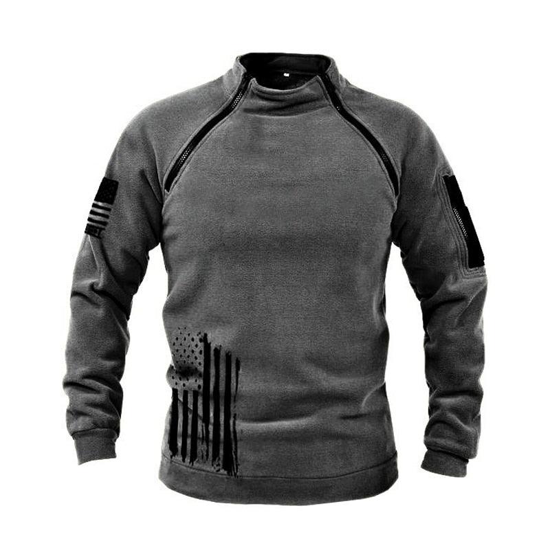 Stevvex men's grey fleece jacket lightweight tactical outdoor coat with zip pockets on Tampa Home & Garden Store