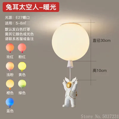 DecorBites Kids Space Balloon LED Ceiling Lamp white balloon with astronaut pendant on Tampa Home & Garden Store