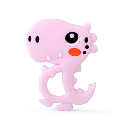 Stevvex Baby Animal Silicone Teether pink dinosaur-shaped teether on Tampa Home & Garden Store