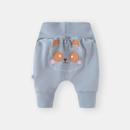 Stevvex baby blue cotton pants for 3–24M with panda face design and high elastic waist on Tampa Home & Garden Store