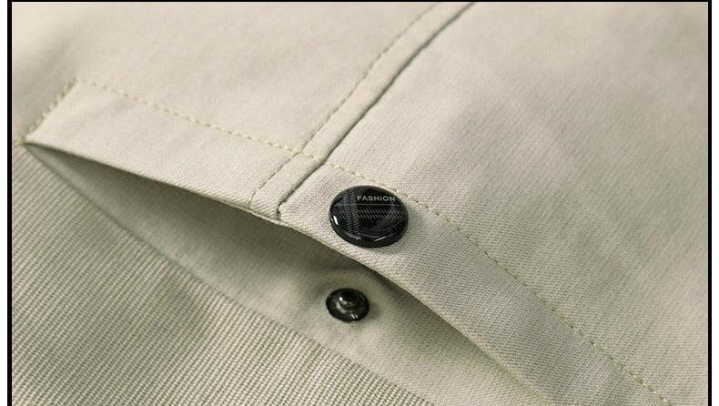 Cotton jacket cuff close-up with black button labeled FASHION on Tampa Home & Garden on Tampa Home & Garden Store