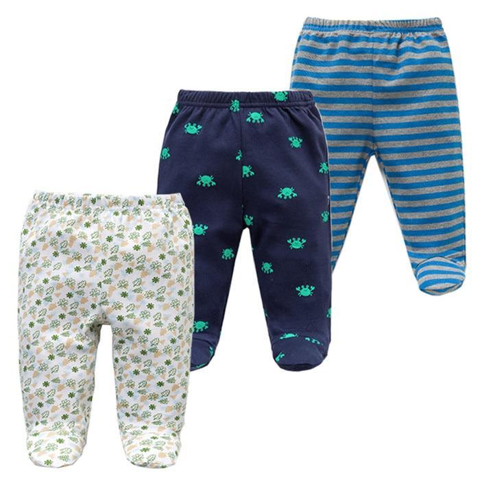 3-piece baby pants set 100% cotton unisex navy crab print white floral blue striped Stevvex on Tampa Home & Garden Store