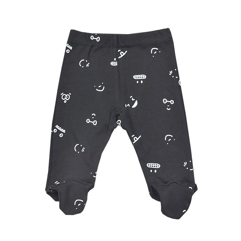 Stevvex baby trousers 0-18m dark gray cotton footed with white prints on Tampa Home & Garden Store