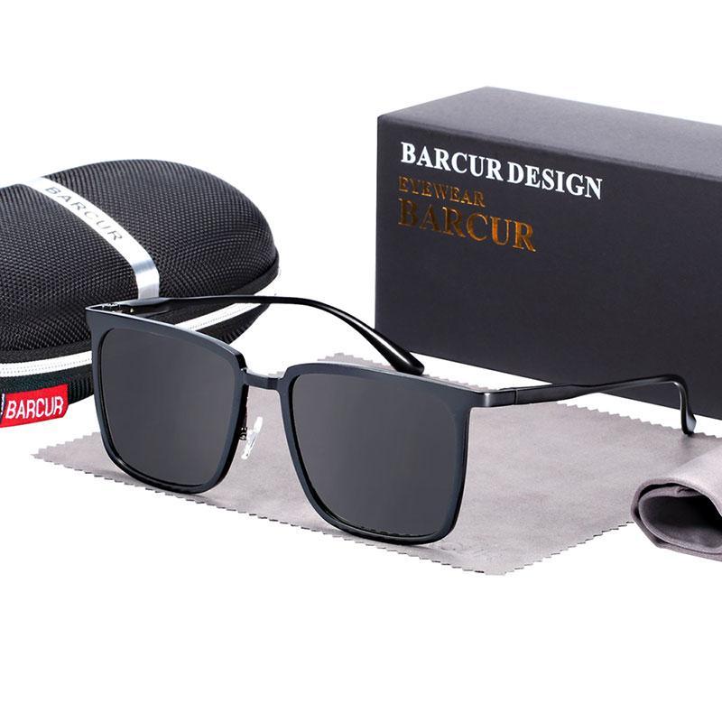 New elegant polarized square sunglasses with aluminium frame UV400 protection BARCUR on Tampa Home & Garden Store