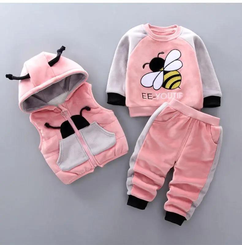 Bear Ear Hooded Baby Sweater Set for Autumn Wear