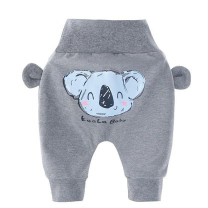 Stevvex baby pants gray knit with koala bear graphic and bear ear accents for newborns on Tampa Home & Garden Store