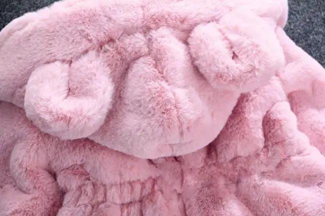 Baby Girl Hooded Zip Jacket Warm Plush Fleece