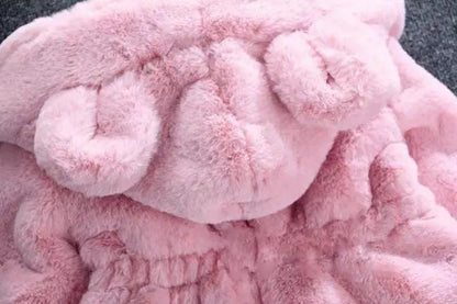 Baby Girl Hooded Zip Jacket Warm Plush Fleece