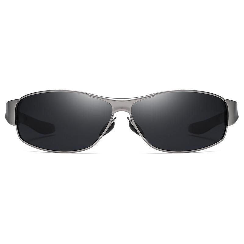 Stevvex polarized sunglasses with gray metal frame and dark square lenses, UV400 protection on Tampa Home & Garden Store