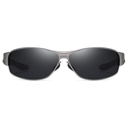 Stevvex polarized sunglasses with gray metal frame and dark square lenses, UV400 protection on Tampa Home & Garden Store