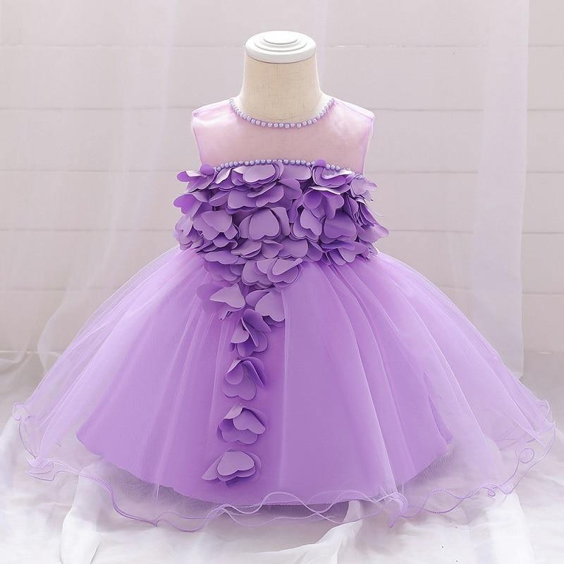 Stevvex lavender princess tutu dress with petal appliques and pearl neckline, tulle skirt on Tampa Home & Garden Store
