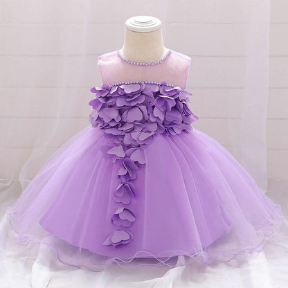 Stevvex lavender princess tutu dress with petal appliques and pearl neckline, tulle skirt on Tampa Home & Garden Store