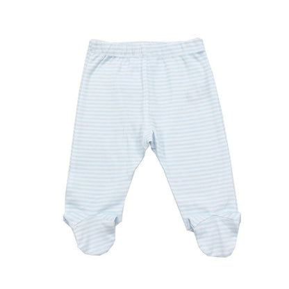 Baby footed trousers 0-18m striped cotton light blue and white unisex infant pants Stevvex on Tampa Home & Garden Store