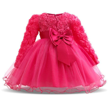 Baby dress Stevvex pink rosette bodice with glitter tulle skirt and large satin bow on Tampa Home & Garden Store