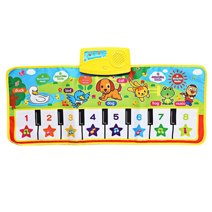 Stevvex baby English musical piano play mat with 8-key keyboard and animal illustrations on Tampa Home & Garden Store