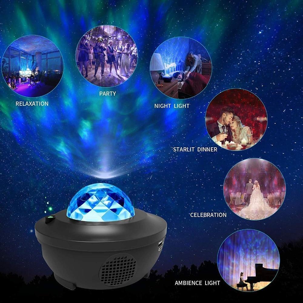 Stevvex LED cloud night light with Bluetooth speaker, blue crystal dome on black base on Tampa Home & Garden Store