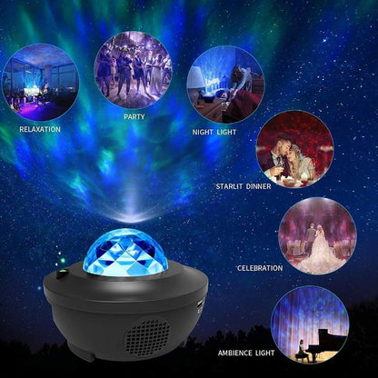 Stevvex LED cloud night light with Bluetooth speaker, blue crystal dome on black base on Tampa Home & Garden Store