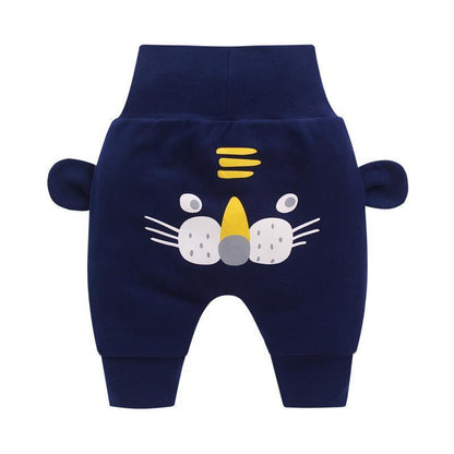 Stevvex navy blue baby long pants with tiger cartoon print cuffed ankles on Tampa Home & Garden Store