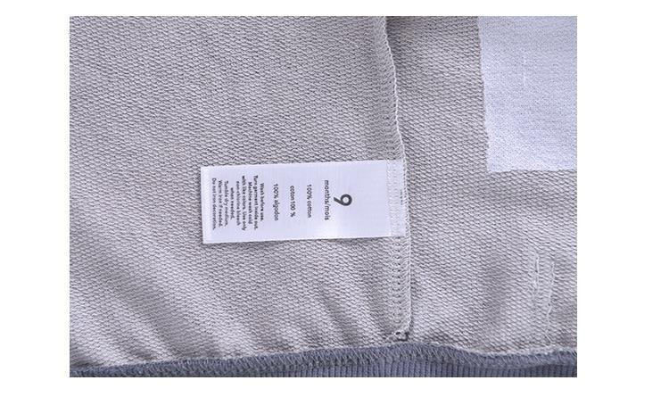 Luxury Printed Newborn Baby Hooded Cotton Sweater gray knit fabric with care label Stevvex on Tampa Home & Garden Store