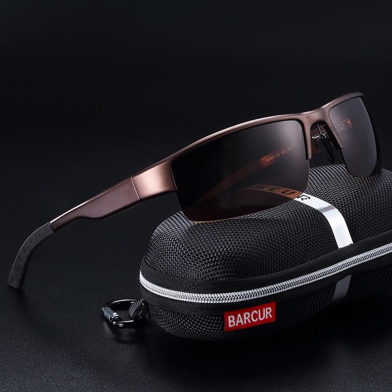 Stevvex polarized sunglasses oversized square frame UV400 beside BARCUR case on Tampa Home & Garden Store