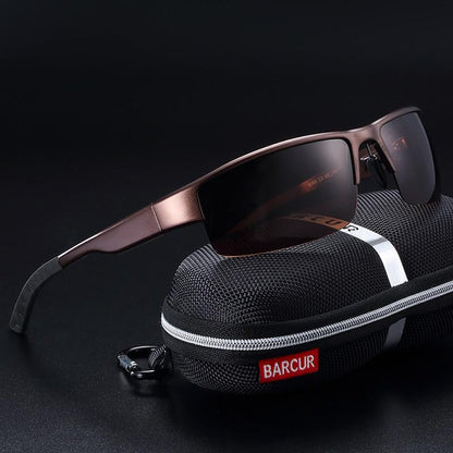 Stevvex polarized sunglasses oversized square frame UV400 beside BARCUR case on Tampa Home & Garden Store