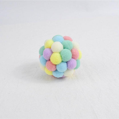 Stevvex plush pom-pom pet toy ball multicolor bite-resistant for cats and dogs on Tampa Home & Garden Store