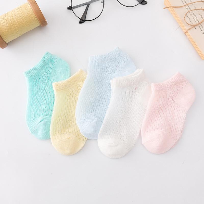 5-pair combed cotton baby socks mesh short by Stevvex for newborn in mint yellow blue white pink on Tampa Home & Garden Store