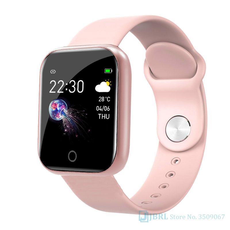 Stevvex ST1WT3506WML smart watch pink silicone band with square touchscreen Android IOS on Tampa Home & Garden Store