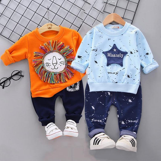 Stevvex baby boys 2pc costume: orange lion mane top navy pants blue star splatter top navy pants on Tampa Home & Garden Store