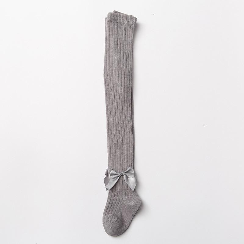 Children bowknot tights cotton gray ribbed knee-high by Stevvex for baby girls on Tampa Home & Garden Store