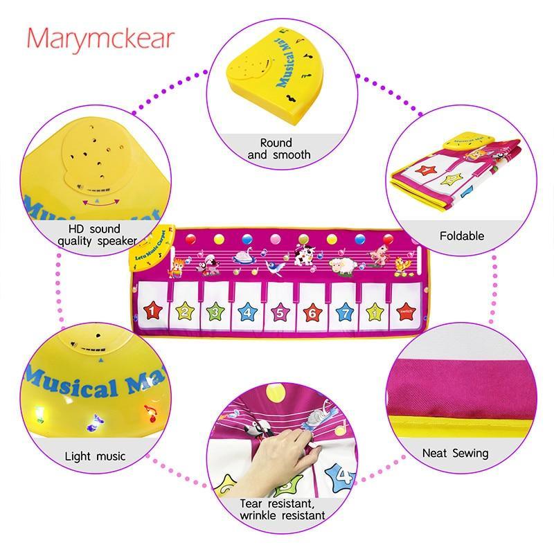 Stevvex Music Carpets Piano Mats play keyboard with 8 demo songs for kids in pink and yellow on Tampa Home & Garden Store