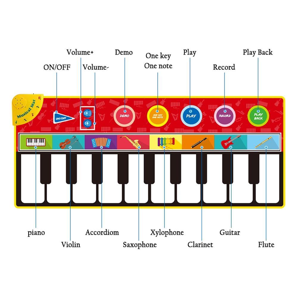Stevvex big size piano play mat with 8 instrument icons colorful keyboard design on Tampa Home & Garden Store