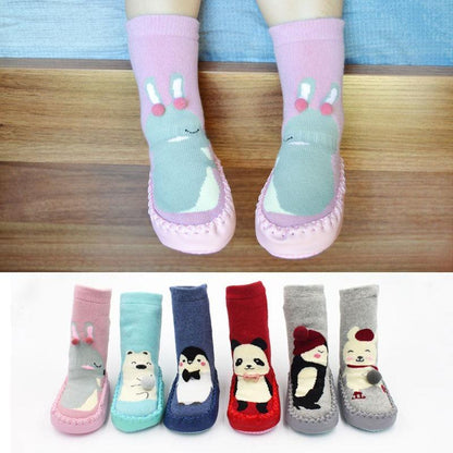 Newborn indoor sock shoes Stevvex pink bunny slippers with rubber soles, six colorways on Tampa Home & Garden Store