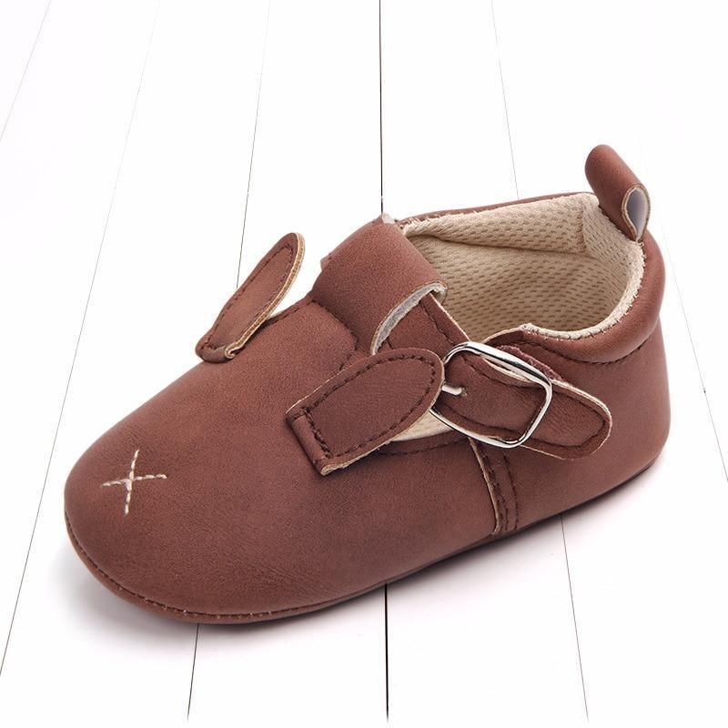 Baby shoes Stevvex brown leather with dual strap closures and soft lining on Tampa Home & Garden Store