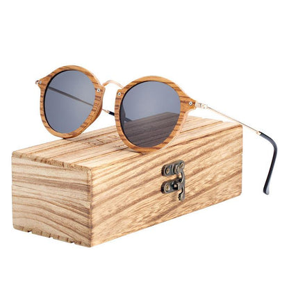 Stevvex Zebra Wood Round Sunglasses, polarized UV400, unisex eyewear on Tampa Home & Garden Store