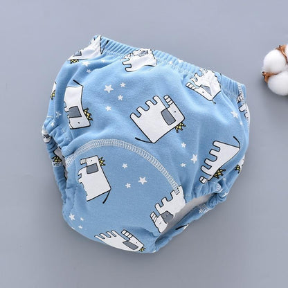 Stevvex blue baby pants cloth diaper with 6-layer gauze cover breathable reusable nappies on Tampa Home & Garden Store