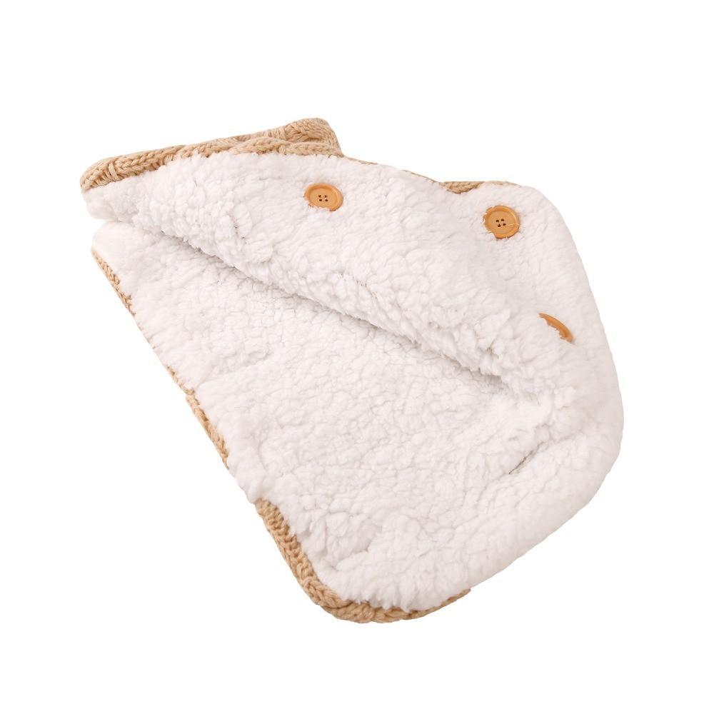 Stevvex baby swaddle blanket white fluffy fabric with tan edge and buttons newborn wrap on Tampa Home & Garden Store