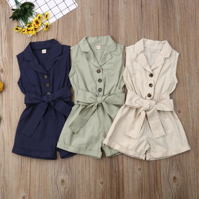 Stevvex girls' waistbelt drawstring romper set in navy, sage & beige 3pc on Tampa Home & Garden Store