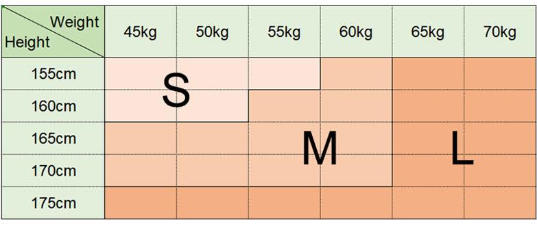 Stevvex leggings size chart showing sizes S, M, L for height 155–175cm and weight 45–70kg on Tampa Home & Garden Store