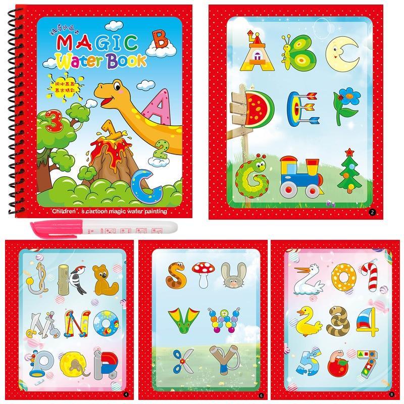 Magic Water Book coloring pad by Stevvex with doodle pen, ABC and animal pages on red cover on Tampa Home & Garden Store